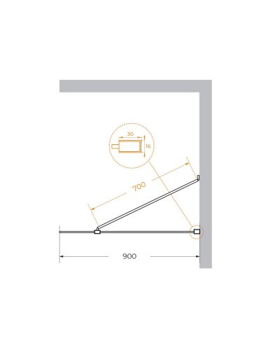 Душевая перегородка универсальная с односторонним входом CEZARES LIBERTA-L-1-TB-90-GR-Cr