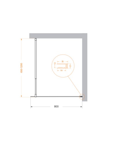 Душевая перегородка BelBagno KRAFT-L-1-80-C-Cr