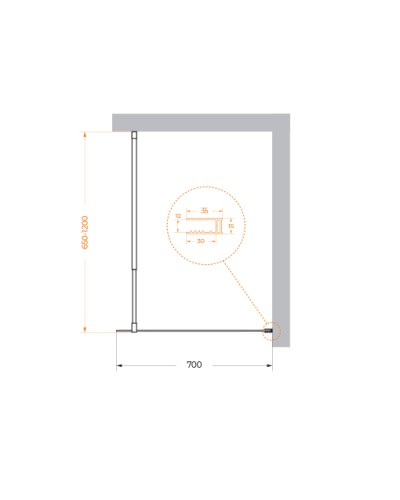 Душевая перегородка BelBagno KRAFT-L-1-70-C-Cr