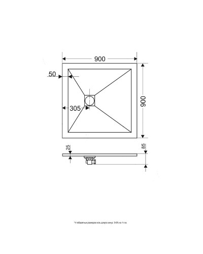 Душевой поддон из искусственного камня RGW Stone Tray ST-G 90x90 16152099-02 Графит