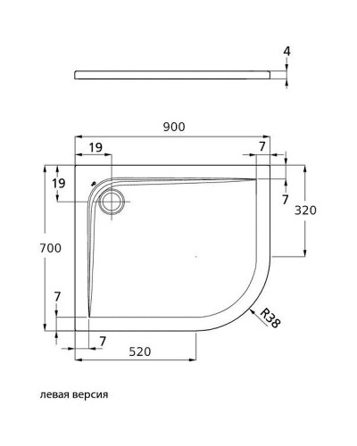 Акриловый поддон для душа Ideal Standard Ultraflat 90х70 L K240301 Euro White