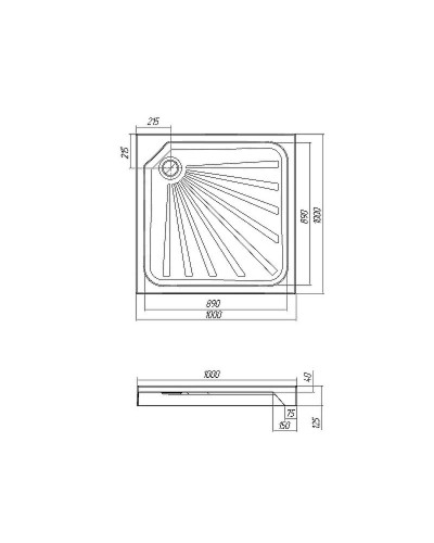 Акриловый поддон для душа 1MarKa Quadro 100x100 01пкв10 с антискользящим покрытием