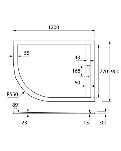 Душевой поддон из искусственного камня Cezares Tray AS 120x90 R TRAY-AS-RH-120/90-550-30-W-R Белый