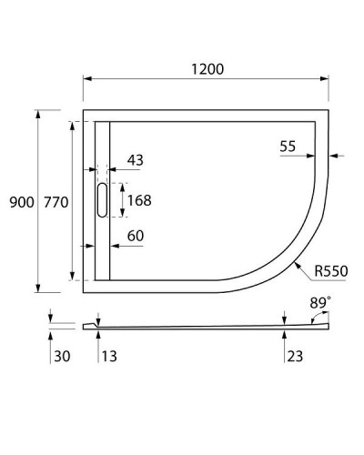 Душевой поддон из искусственного камня Cezares Tray AS 120x90 L TRAY-AS-RH-120/90-550-30-W-L Белый