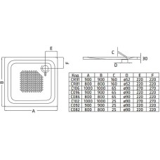 Стальной поддон для душа BLB Universal 80х80 C08631001 Белый