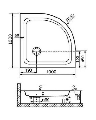 Акриловый поддон для душа RGW Acrylic Style P 100x100 16180400-11 Белый