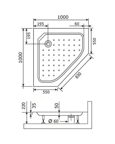 Акриловый поддон для душа RGW Acrylic Style-TR 100x100 16180500-11 Белый