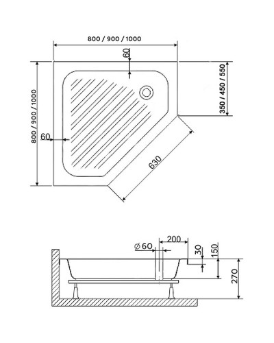 Акриловый поддон для душа RGW Acrylic BT/CL-S-A 100x100 16180500-51 Белый