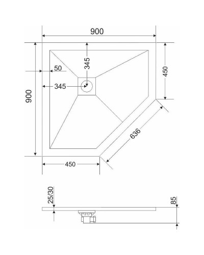 Душевой поддон из искусственного камня RGW STT-0099G 90х90 16155099-02 Графит