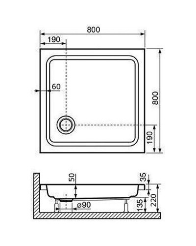 Акриловый поддон для душа RGW Acrylic Style 80x80 16180188-11 Белый