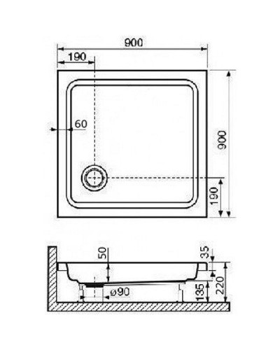 Акриловый поддон для душа RGW Acrylic Style 90x90 16180199-11 Белый