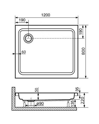 Акриловый поддон для душа RGW Acrylic Style 120x80 16180282-11 Белый