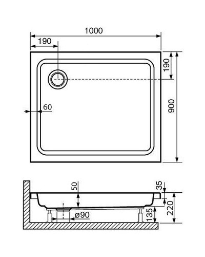 Акриловый поддон для душа RGW Acrylic Style 100x90 16180290-11 Белый