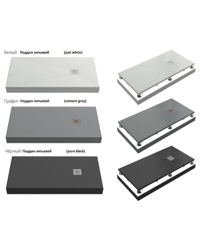 Душевой поддон из искусственного камня Creto Ares 160x90 1-0024 Серый