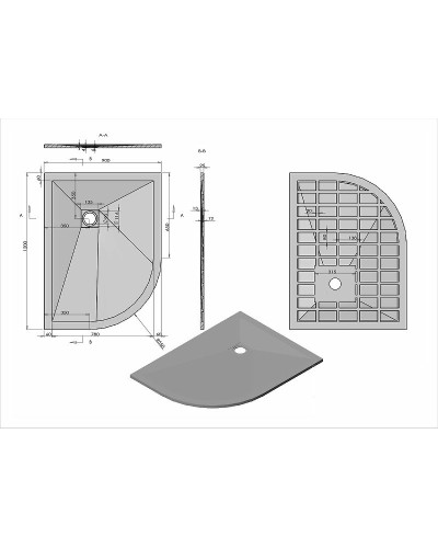 Душевой поддон из искусственного камня Vincea 120x90 L VST-4SQ9012W-L+Vsph-D132 Белый матовый