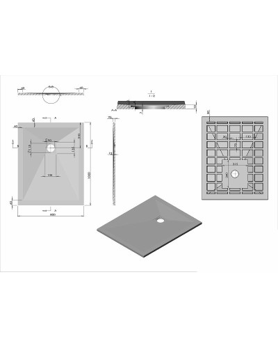 Душевой поддон из искусственного камня Vincea 100x80 VST-4SR8010G+Vsph-D132 Серый