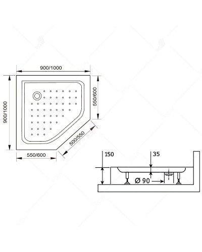 Акриловый поддон для душа RGW Acrylic LUX/TN-TR 100x100 16180500-41 Белый