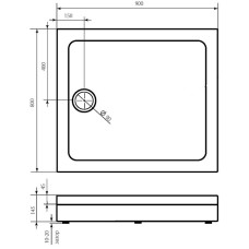 Акриловый поддон для душа Bas Олимпик 90х80 ПН00049 Белый