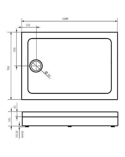 Акриловый поддон для душа Bas Олимпик 110х70 ПН00054 Белый