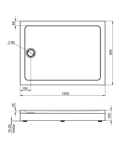 Акриловый поддон для душа Bas Олимпик 120х90 ПН00057 Белый