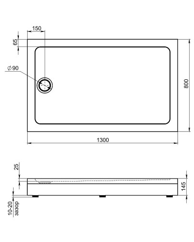 Акриловый поддон для душа Bas Олимпик 130х80 ПН00058 Белый
