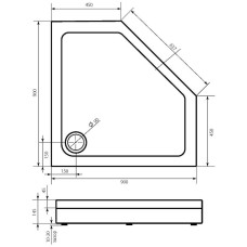 Акриловый поддон для душа Bas Пента 90х90 ПН00062 Белый