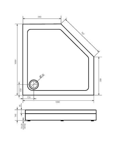 Акриловый поддон для душа Bas Пента 100х100 ПН00063 Белый