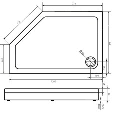 Акриловый поддон для душа Bas Пента 120х80 L ПН00064 Белый
