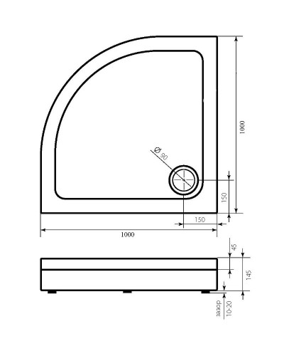 Акриловый поддон для душа Bas Раунд 100х100 ПН00068 Белый