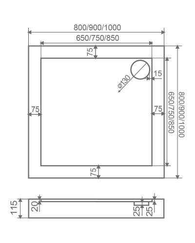 Акриловый поддон для душа Creto Ferum 100х100 9-1005 Белый