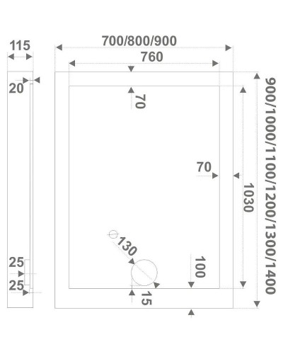 Акриловый поддон для душа Creto Olimpos 100х70 6-1003 Белый