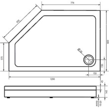 Акриловый поддон для душа Creto Pegas 120х80 R 7-1006 Белый