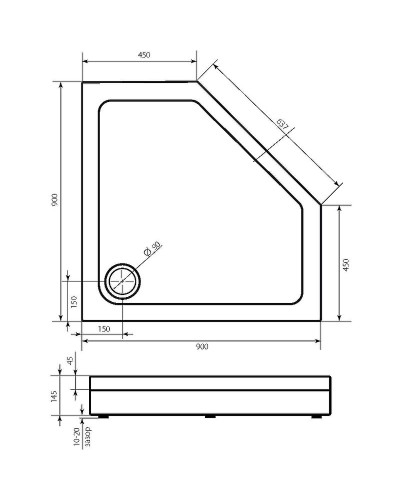 Акриловый поддон для душа Creto Pegas 90х90 7-1001 Белый