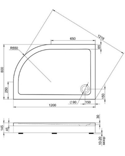 Акриловый поддон для душа Creto Roma 120х80 R 8-1008 Белый