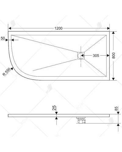 Душевой поддон из искусственного камня RGW Stone Tray ST/AR-0128G 120x80 R 16154128-02R Графит