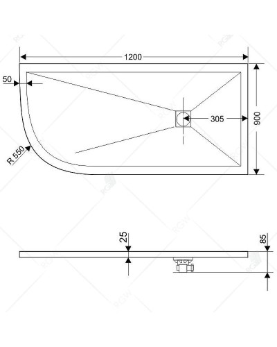 Душевой поддон из искусственного камня RGW Stone Tray ST/AR-0129G 120x90 R 16154129-02R Графит