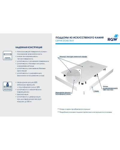 Душевой поддон из искусственного камня RGW Stone Tray ST/AR-0129W 120x90 R 16154129-01R Белый