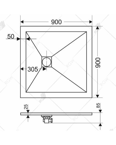 Душевой поддон из искусственного камня RGW Stone Tray ST-0099Be 90x90 16152099-03 Бежевый