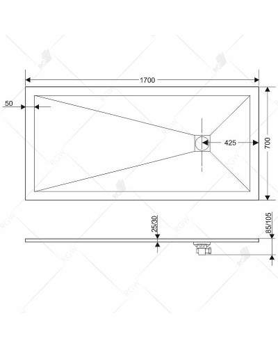 Душевой поддон из искусственного камня RGW Stone Tray ST-0177G 170x70 16152717-02 Графит
