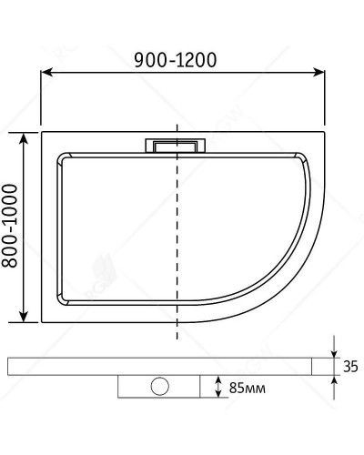 Душевой поддон из искусственного камня RGW GWS-41-L 100x90 03150490-01L Белый