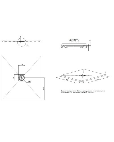 Душевой поддон из искусственного камня Allen Brau Priority 90x80 8.31001-21 Белый камень