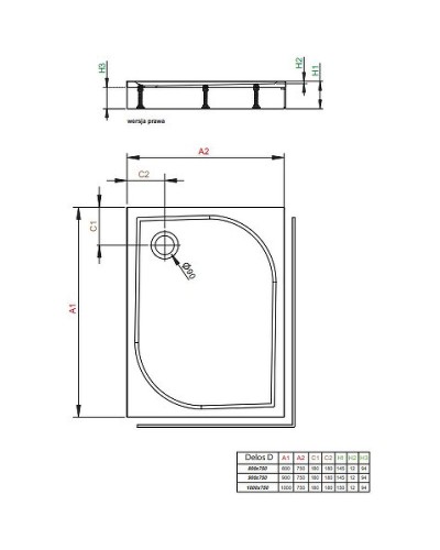 Акриловый поддон для душа Radaway Delos D 100x75 R 4D17515-03R Белый