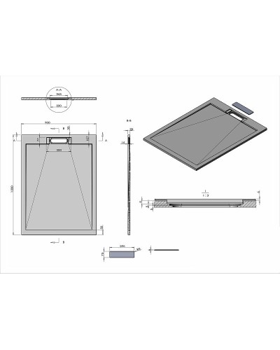 Душевой поддон из искусственного камня Vincea 120x90 VST-4SRL9012G Серый