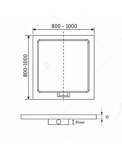Душевой поддон из искусственного камня RGW GWS-01 100x100 03150100-01 Белый