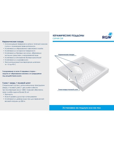 Керамический душевой поддон RGW CER CR B 90x90 19170199-04 Черный