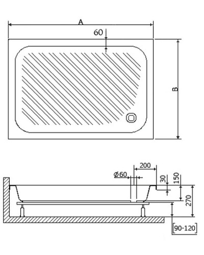 Акриловый поддон для душа RGW Acrylic B/CL-S 100x90 16180290-51 Белый