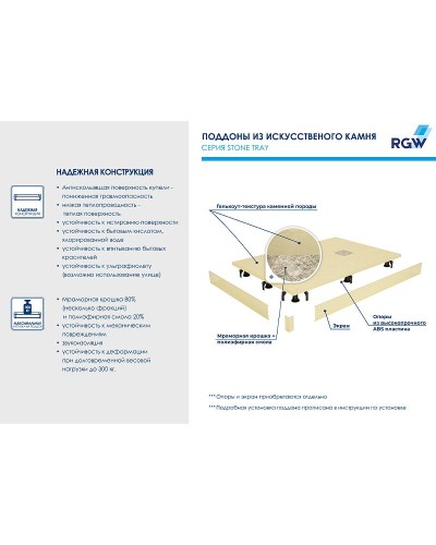 Душевой поддон из искусственного камня RGW Stone Tray ST-Be 80x80 16152088-03 Бежевый
