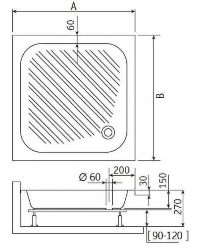 Акриловый поддон для душа RGW Acrylic B/CL-S 90x90 16180199-51 Белый