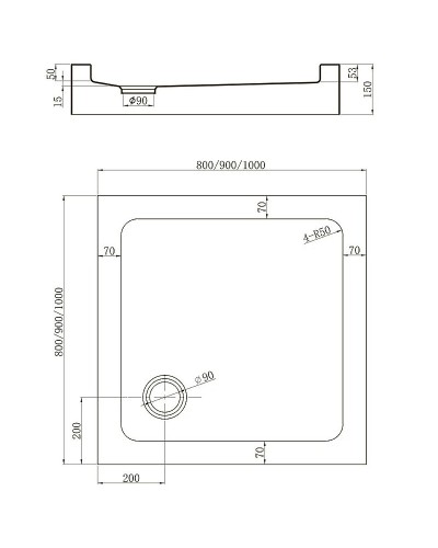 Акриловый поддон для душа Veconi Tezeo TZ-52 80x80 TZ52-80-C5 Белый
