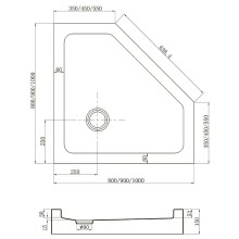 Акриловый поддон для душа Veconi Tezeo TZ-53B 90x90 TZ53B-90-C5 Черный